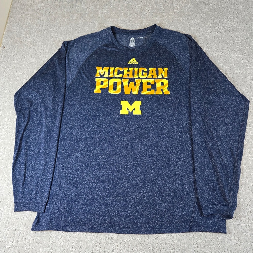 Adidas Michigan Power Long Sleeve ClimaLite Athletic Shirt 2XL Basketball Champs